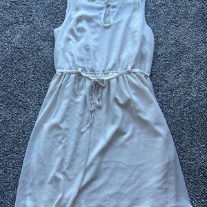 LC Lauren Conrad Cream Sleeveless Midi Dress with Drawstring Waist
